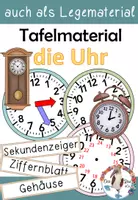 Vorschau - Mal- und Bastelvorlagen - Die Uhr - Tafelmaterial & Legematerial zum bestimmen der Uhrzeiten - Deckblatt