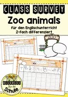 Vorschau - Arbeitsblätter - Zoo Animals - Class Survey Englisch Grundschule (Klasse 3–4) – Interview & Speaking Activity für Wortschatztraining Zootiere | Arbeitsblätter - Deckblatt