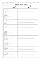 Vorschau - Arbeitsblätter - Animal Body Parts - Wild Animals - Vokabelblatt - Englisch - Seite 1