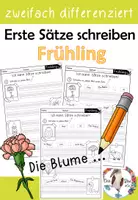 Vorschau - Arbeitsblätter - Frühling - Erste Sätze schreiben - zweifach differenziert für die 1.Klasse - Deckblatt