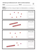 Vorschau - Arbeitsblätter - Zehner und Einer erfassen und bestimmen (Zahlenraum bis 20) - Deckblatt