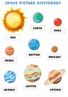 Vorschau - Bildkarten - Space Vocabulary Picture Dictionary Worksheet / Weltraum-Wortschatz - Deckblatt