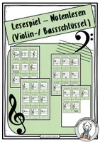 Vorschau - Stationenlernen - Notenlesen Bass- und Violinschlüssel - Lesespiel - Deckblatt