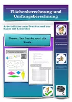 Vorschau - Arbeitsblätter - Raute und Drachen (Flächen-und Umfangsberechnung) Lernvideo - Deckblatt