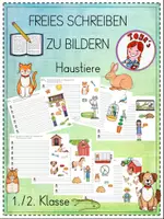 Vorschau - Arbeitsblätter - Freies Schreiben - Haustiere (bunt und s/w) - Deckblatt