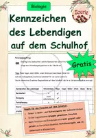 Vorschau - Arbeitsblätter - Kennzeichen des Lebendigen auf dem Schulhof erforschen - Deckblatt