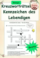 Vorschau - Arbeitsblätter - Kreuzworträtsel Kennzeichen des Lebendigen - Deckblatt