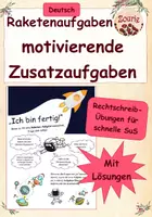 Vorschau - Arbeitsblätter - Raketenaufgaben: motivierende Zusatzaufgaben in Deutsch - Deckblatt
