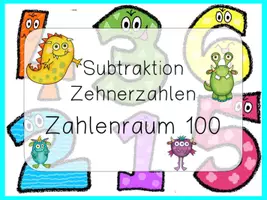 Vorschau - Stationenlernen - interaktive PDF Subtraktion Zehnerzahlen Zahlenraum 100 - interaktives Pdf Minusaufgaben - Seite 1