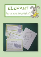 Vorschau - Arbeitsblätter - Tierkartei mit Arbeitsheft – ELEFANT - Deckblatt
