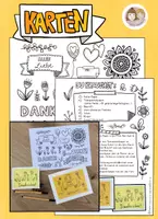 Vorschau - Mal- und Bastelvorlagen - Danke-Karten basteln, Geschenk, Muttertag, Vatertag - Deckblatt