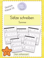 Vorschau - Arbeitsblätter - ☀️Purzelsätze Sätze schreiben Sommer Klasse 1/2 - Deckblatt