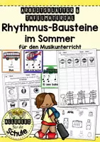 Vorschau - Arbeitsblätter - Rhythmusbausteine Sommer – Musik Grundschule (Klasse 2–3) | Notenwerte spielerisch üben & Bodypercussion - Deckblatt