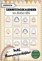 Vorschau - Mal- und Bastelvorlagen - Geburtstagskalender Boho - Deckblatt