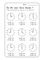 Vorschau - Arbeitsblätter - 15 x AB zum Lernen der Uhr mit Lösungsblätter (gestaffelte Schwierigkeit) - Seite 1