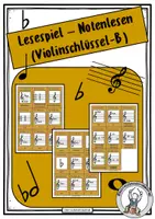 Vorschau - Stationenlernen - Notenlesen Violinschlüssel mit b - Lesespiel - Deckblatt