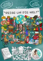 Vorschau - selbst erstellte Cliparts/Grafiken - Cliparts-Set "Reise um die Welt" / Weltreise / Ferien - Deckblatt