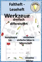 Vorschau - Arbeitsblätter - Faltheft Leseheft Werkzeug 4-fach differenziert - Deckblatt