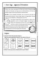Vorschau - Arbeitsblätter - Themenheft - Das menschliche Auge - Sachunterricht (NaWi) Klasse 3, Klasse 4, Klasse 5, mit Lösungen, Tafelmaterial und Test - Seite 3