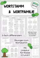 Vorschau - Unterrichtsreihen - Wortstamm & Wortfamilie - 3fach-differenziert- Klasse2/3/4 - Deckblatt