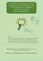 Vorschau - Arbeitsblätter - Merkblatt Interpretation einer Kurzgeschichte - Deckblatt