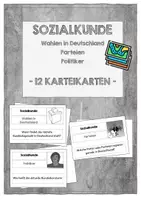 Vorschau - Spiele - 12 Karteikarten zum Lernen Sozialkunde Politik, Wahlen in D und Parteien - Deckblatt