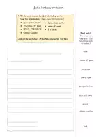 Vorschau - Arbeitsblätter - Writing an invitation for Jack's birthday - Deckblatt