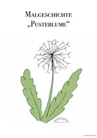 Vorschau - Mal- und Bastelvorlagen - Malgeschichte / rhythmisches Zeichnen „PUSTEBLUME“ (Übersicht im Hochformat, inkl. VIDEO) - Deckblatt