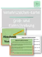 Vorschau - Fördermaterial/Inklusion - Kartei zur Groß- und Kleinschreibung: Verkehrsschilder (Druckschrift) - Deckblatt