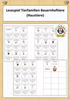 Vorschau - Spiele - Lesespiel Tierfamilien Bauernhoftiere (Haustiere) - Deckblatt