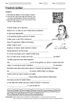 Vorschau - Arbeitsblätter - Arbeitsblatt zum Thema "Friedrich Schiller" + Onlineübung & MP3 + Mindmap + Infografiken - Deckblatt