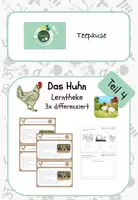 Vorschau - Unterrichtsreihen - Lerntheke Huhn Artgerechte Haltung, Haustier/ Nutztier, Bauernhof - Deckblatt
