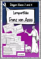 Vorschau - Arbeitsblätter - Heiliger Franz von Assisi - Franziskus - Lernportfolio mit Zusatzblättern und Leporello Religionsunterricht - Deckblatt