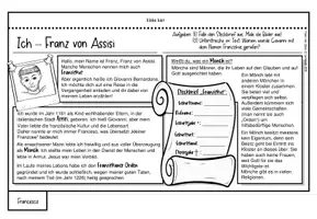 Vorschau - Arbeitsblätter - Heiliger Franz von Assisi - Franziskus - Lernportfolio mit Zusatzblättern und Leporello Religionsunterricht - Seite 3