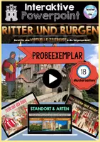Vorschau - Unterrichtsreihen - Kostenlos Interaktive PowerPoint Ritter & Burgen - 18 Probeseiten - Deckblatt