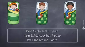 Vorschau - Interaktives Material - Interaktive Leseübung: Kinder in Schlafsäcken - Seite 3