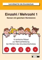 Vorschau - Arbeitsblätter - Einzahl / Mehrzahl 1: Lernrätsel zu Nomen mit gleichem Wortstamm - Deckblatt