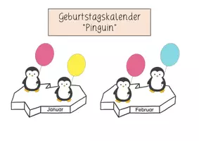 Vorschau - Mal- und Bastelvorlagen - Materialpaket: Geburtstagskalender & Klassendienste - Pinguin - Seite 1