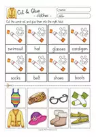 Vista previa - Hojas de trabajo - CLOTHES (la ropa) cut & glue worksheets English /Inglés - página 3