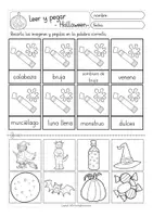 Vista previa - Hojas de trabajo - Leer y pegar Halloween Español/E.L.E - página 3