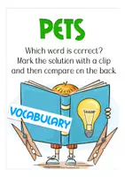 Vista previa - Tarjetas / Manipulativos - pets / animals clip cards game English / Inglés - página 1