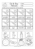 Vista previa - Hojas de trabajo - HALLOWEEN cut & glue English / Inglés - página 3