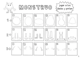Vista previa - Manualidades / Dibujos para colorear - Arte con niños: jugar a los dados y pintar un monstruo - página 2