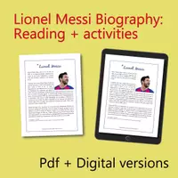 Vista previa - Hojas de trabajo - Lionel Messi: Biografía (español) - página 1
