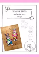 Vista previa - Manualidades / Dibujos para colorear - Semana Santa - Conejo de Pascua - saltando jack - Portada