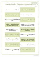 Vista previa - Hojas de trabajo - TANDEM exercises: Present Perfect Simple & Progressive (2 versions: partner and individual practice) - página 2