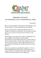 Vorschau - Text - Was passiert bei einer Sonnenfinsternis? - Deckblatt