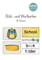 Vorschau - Bildkarten - Bild- und Wortkarten "At school" - Deckblatt