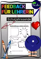 Vorschau - Arbeitsblätter - Feedback/Rückmeldung für Lehrerin am Schuljahresende - Deckblatt