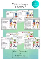 Vorschau - Arbeitsblätter - Bundle - 5 x Mini Lesespur Sommer // Bei den Piraten // Obst & Gemüse // Tiere im Wald // Frühblüher - Materialpaket - Deckblatt